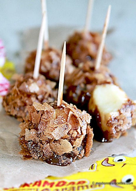 Bonbons croustillants de pomme au caramel